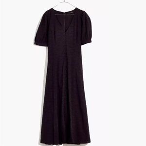 Madewell Black Floral Jacquard Midi Dress